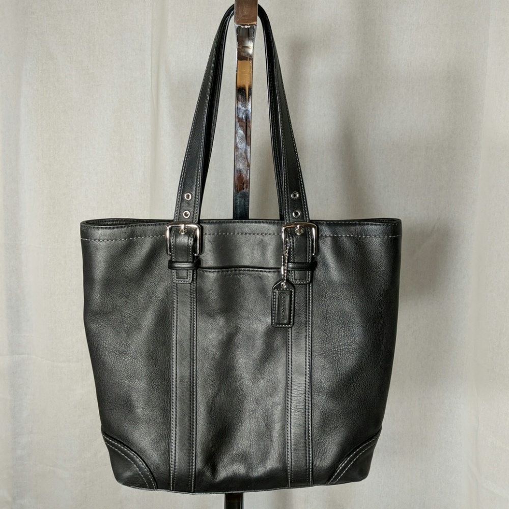 Black leather Coach handbag
